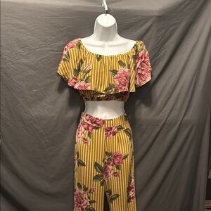 Yellow Floral Two-Piece Set by fashion nova